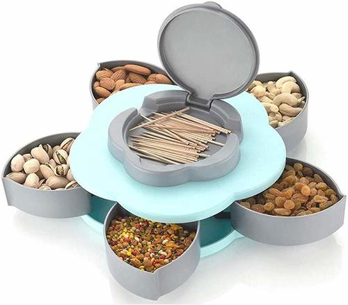 5 Compartments Flower Candy Box Serving Rotating Tray Dry Fruit, Candy, Chocolate, Snacks By NARIYA INTERNATIONAL