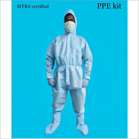 Blue Dispoable Coverall Suit Export Aami Isolation Gown