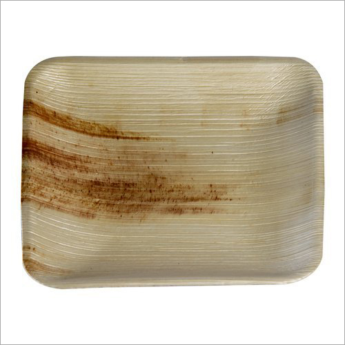 Rectangular Areca Leaf Tray - Areca Leaf Material, Light Brown Finish | Disposable, Suitable for Commercial & Household Use