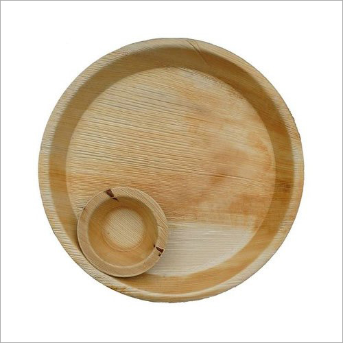 Areca Biodegradable Plate And Bowl Set - Areca Leaf Material, Light Brown Color | Disposable, Lightweight, Ideal for Parties and Gatherings