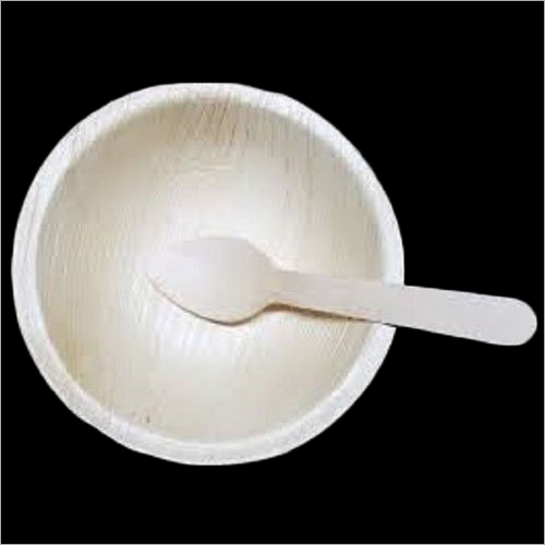Areca Leaf Bowl And Spoon Set - Biodegradable Areca Leaf Material Lightweight Light Brown Color | Disposable Eco-Friendly Alternative for Commercial & Household Use