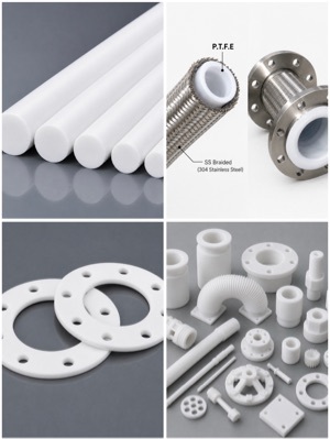 PTFE Products - White PTFE Rods & Sheets | Temperature Range 260A C, Tensile Strength 20MPa, Ideal for Industrial Applications, Seals, Gaskets, Bearings, ASTM Standards