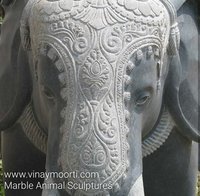 Black Marble Elephant Statue