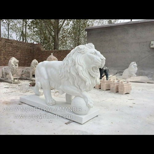 White Marble Lion Statue