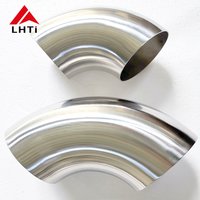 Long Radius 180 Degree 99.6% Pure Titanium Elbow - Sizes 1.5" To 5" | Silver, Round Section Shape, Asme Standard, 1.0-1.5mm Thickness