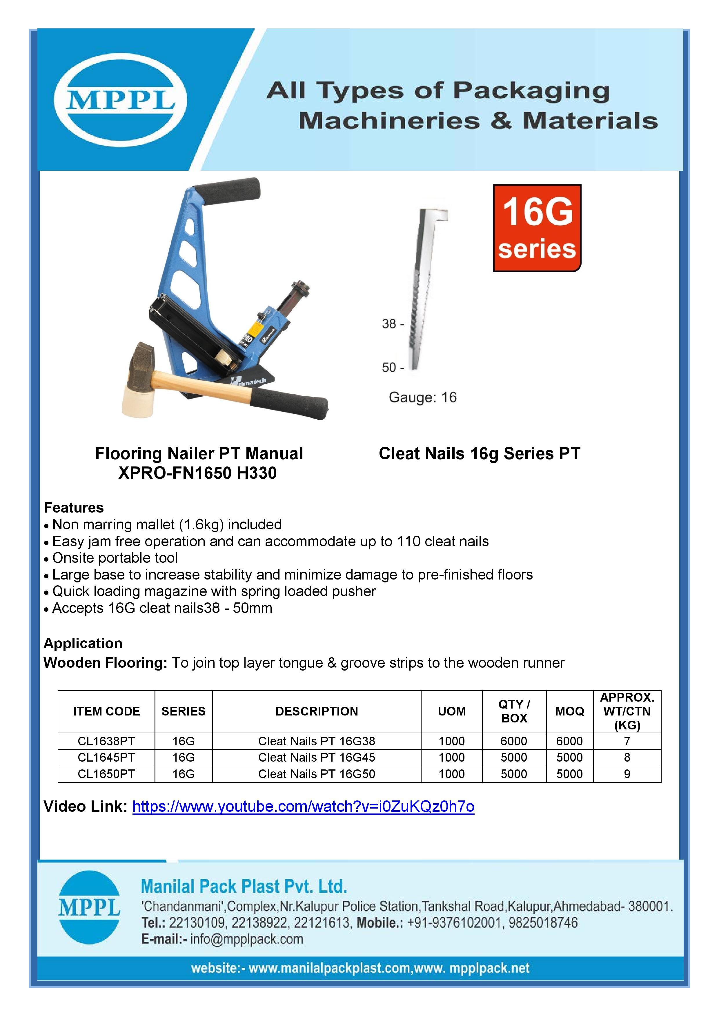 Flooring Nailer PT Manual XPRO-FN1650 H330