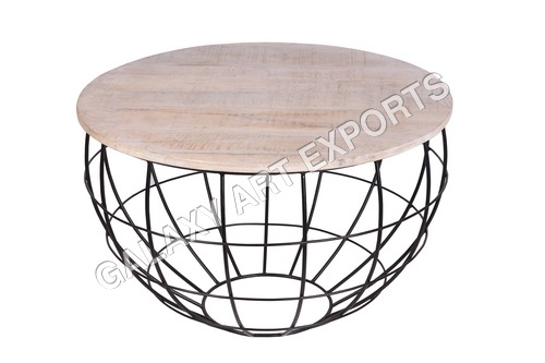 Iron And Wooden Storage Coffee Table