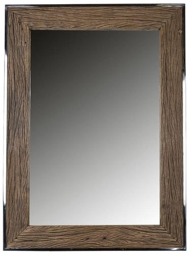 Handmade Sleeper Wood And Silver Rectangular Mirror