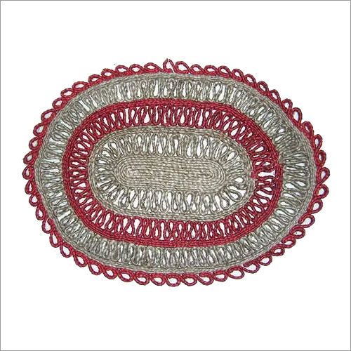 Red Oval Jute Coaster