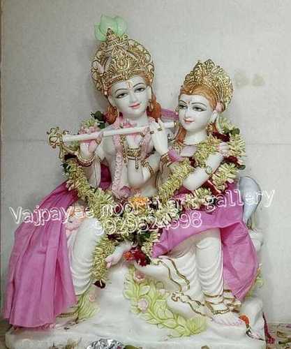 Polishing Beautiful Handmade Marble Radha Krishna Statue