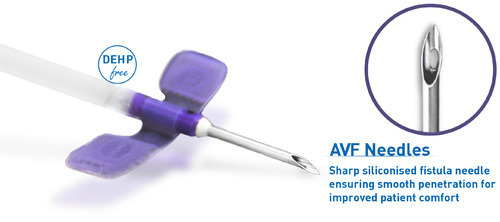 Av Fistula Needle - Silicone Coated, Various Sizes, Multiple Gauges, Purple | Durable Design, Easy Access, Patient Comfort, Sharp Bevel Tip