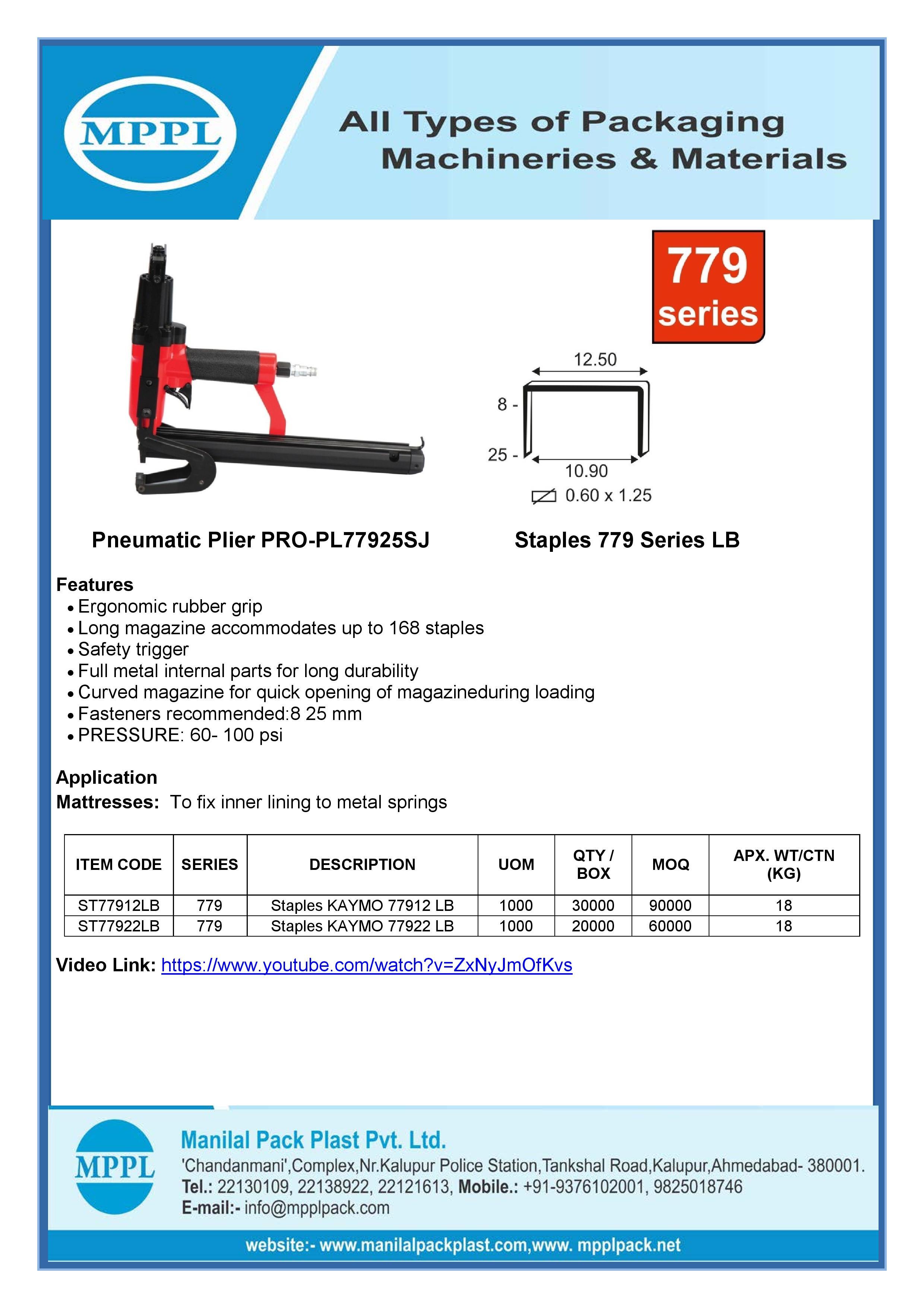 Pneumatic Plier PRO-PL77925SJ