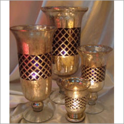 Silver Look Black Diamond Glass Candle Holder