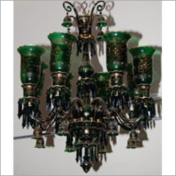 Green Color Hand Painted Chandelier