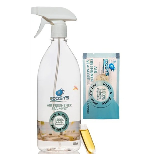 Ecosys Sea Myst 1 Ltr Air Freshener Spray Bottle With Capsule & Refill Sachet - 1 Litre Capacity Fresh Fragrance Formulation for Optimized Air Dispersion