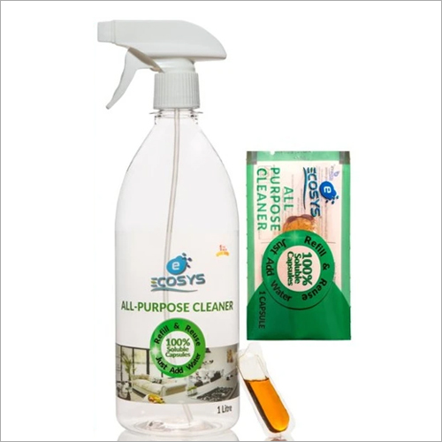 Ecosys All Purpose Cleaner - 1 Litre Spray Bottle with Fresh Fragrance Reusable Capsule & Refill Sachet