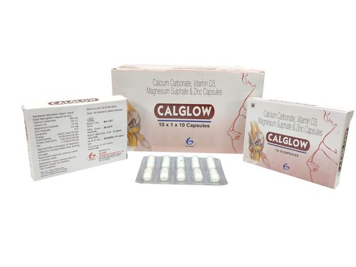 CALGLOW - Calcium Carbonate,Vitamin D3,Magnesium hydroxide & Zinc Sulphate tablets