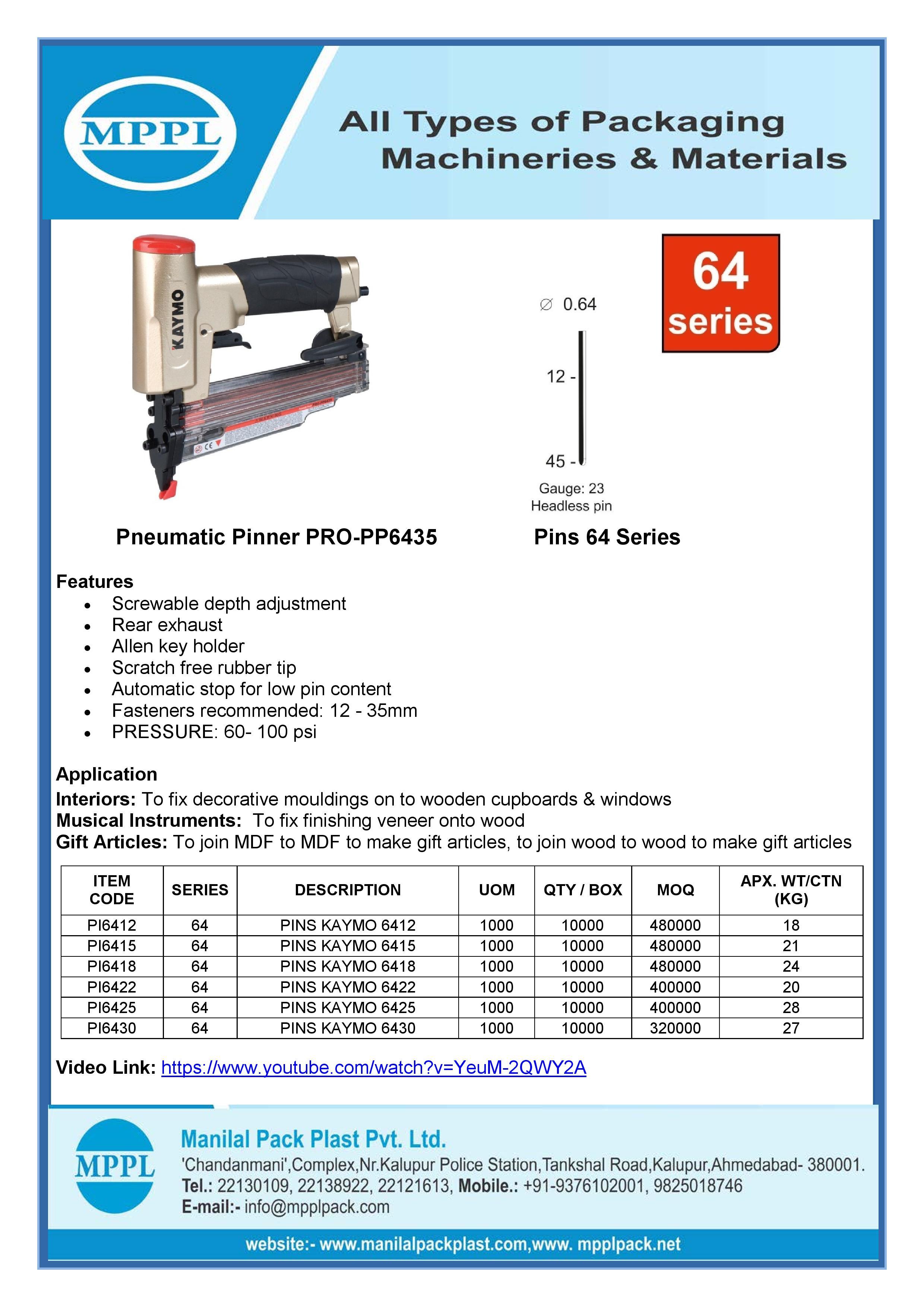 Pneumatic Pinner PRO-PP6435