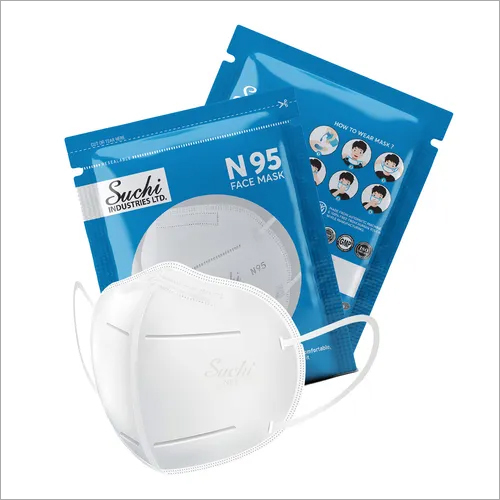 N-95 Respirator Mask - 5 Layers of Non-Woven and Melt-Blown Fabrics | 95% Filtration Efficiency, Breathable, Latex-Free, Unisex, White Color