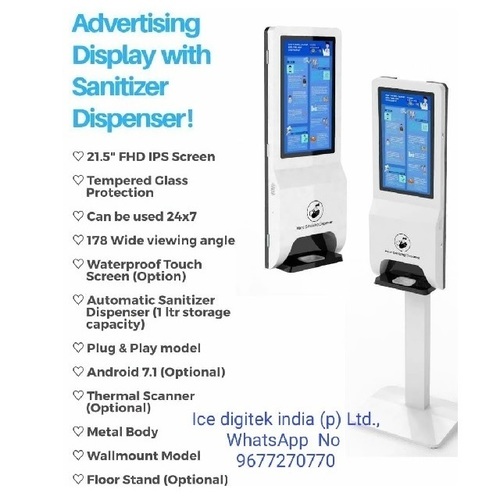 Customized Wall Mounted Free Standing Hospital Auto Touchless Hand Sanitizer Application: Advertisement