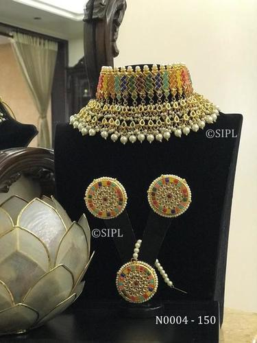 Handmade Ahmedabadi Kundan Meenakari Necklace Set