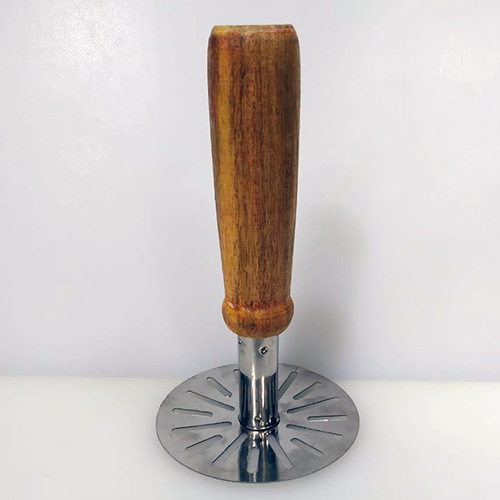Wooden Mesher - Wood and Stainless Steel | Brown Finish, Durable Design, Versatile Kitchen Tool for Efficient Food Preparation