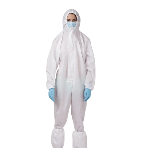 White with Blue Gloves Seam Sealed PPE Kit