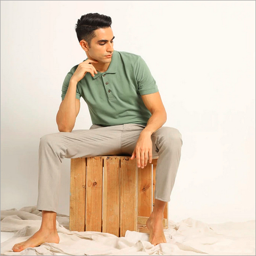 Meraki Green Organic Polo Neck T-Shirt