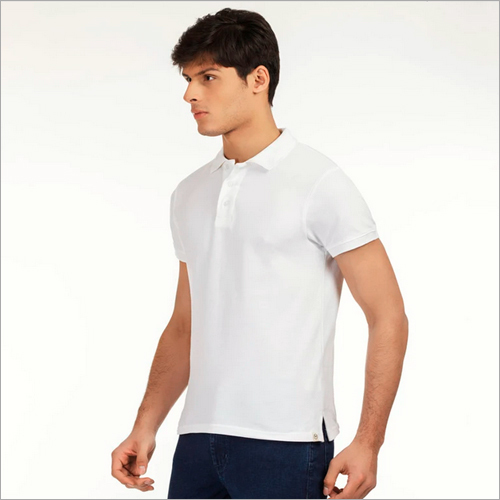 Kalon White Organic Polo Neck T-Shirt