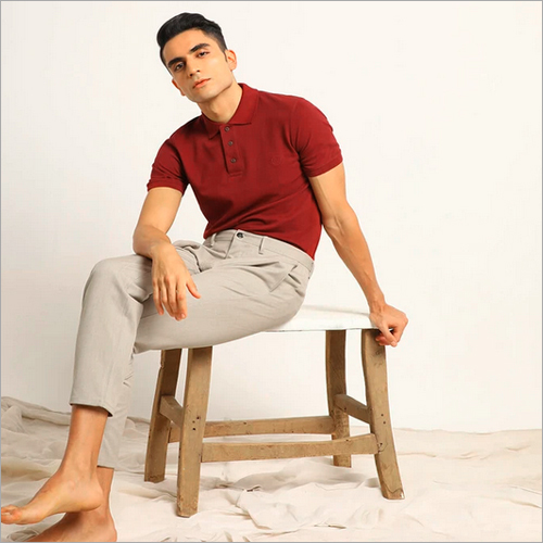 Eunoia Maroon Organic Polo Neck T-Shirt