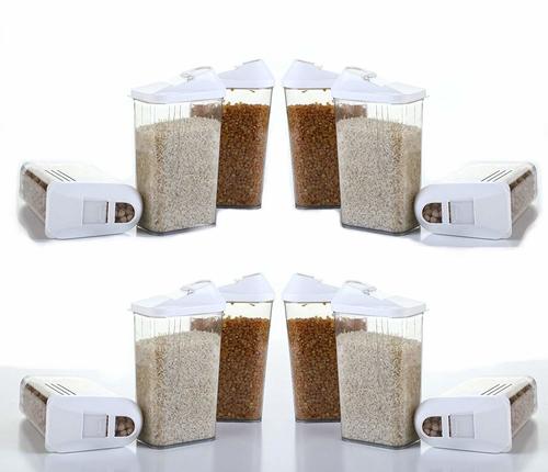 1100 ml Easy Flow Plastic Kitchen Storage Jars & Container Set, Transparent Set of 12