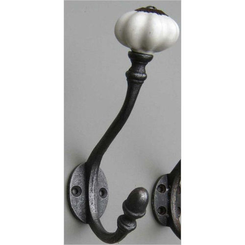 Ceramic Shell Top Cast Iron Hat And Coat Hook