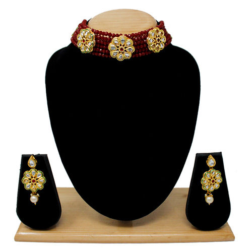 Attractive Simple Design Choker Set(Maroon)