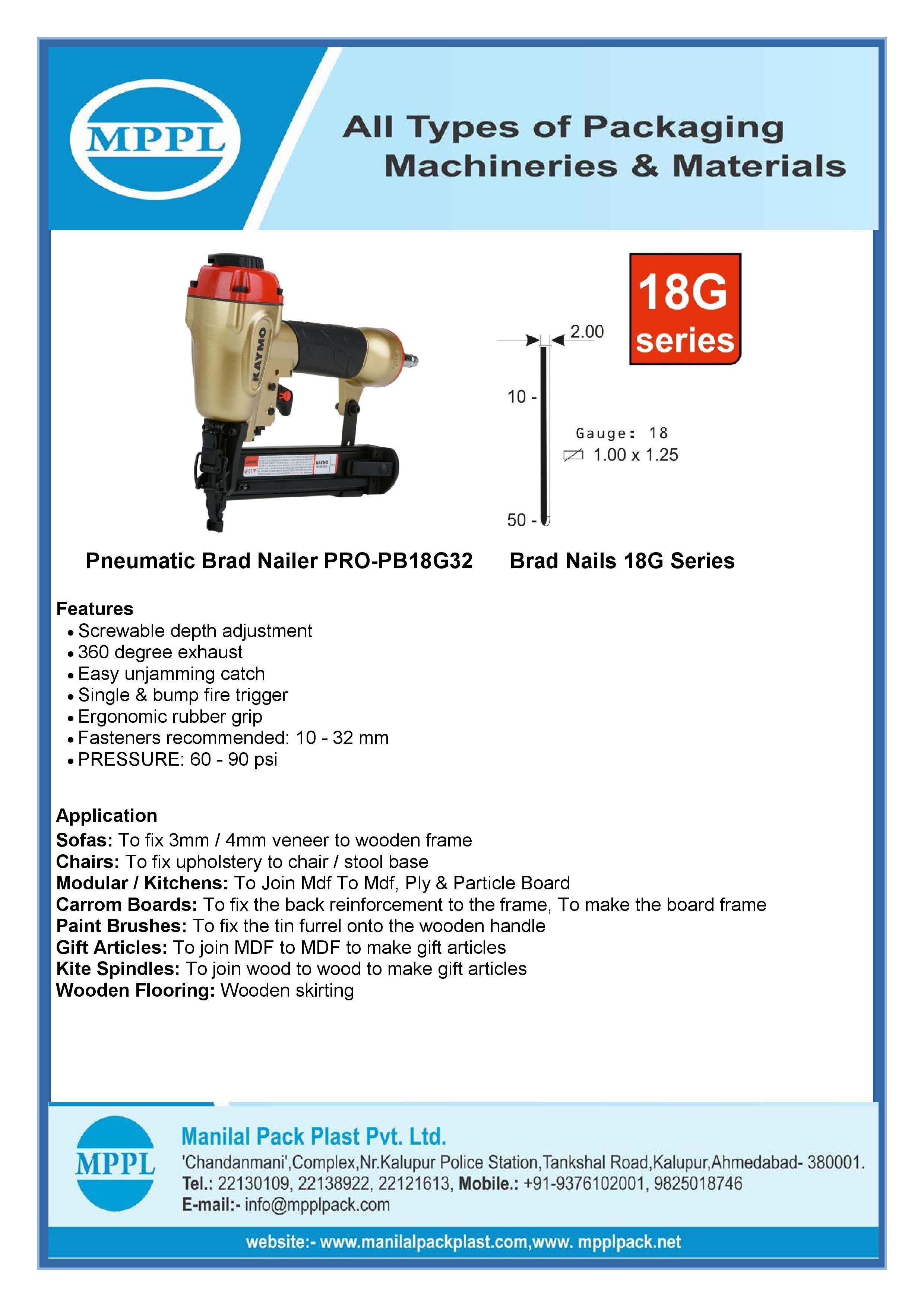 Pneumatic Brad Nailer PRO-PB18G32