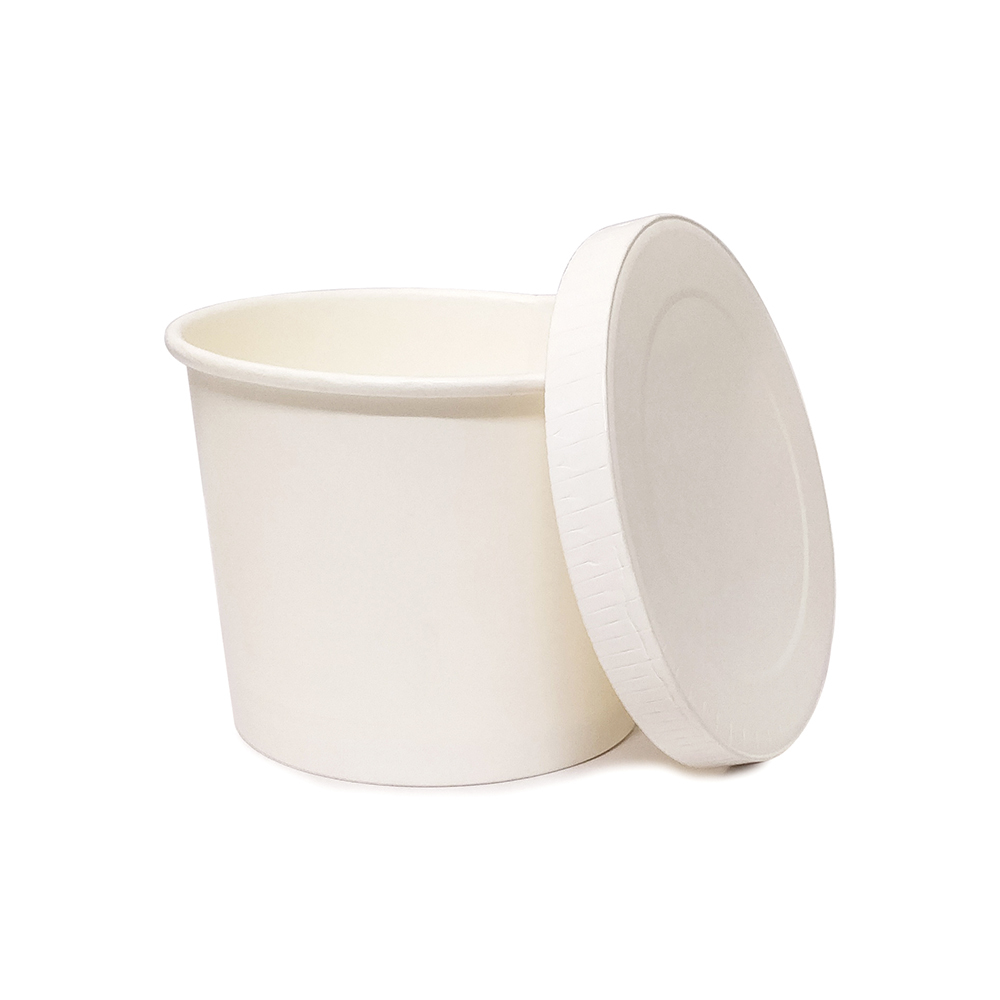Primaxx Paper Container with Lid (White, 500 ML)