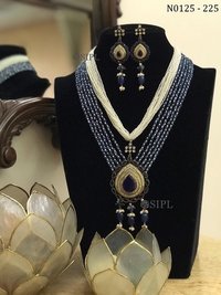 Attractive Design American Diamond Necklace Set - Earrings Type: Drop Earrings