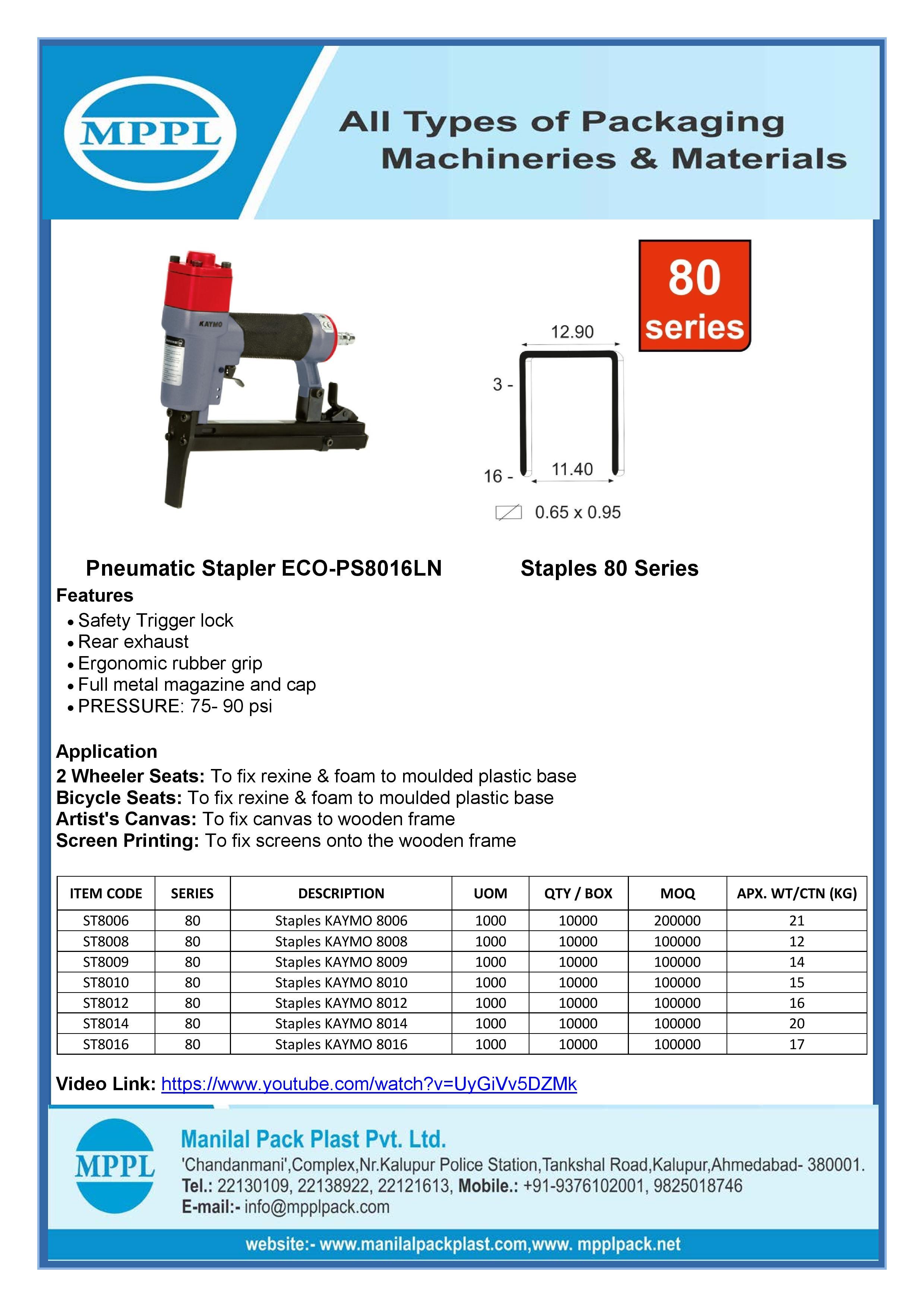 Pneumatic Stapler ECO-PS8016LN