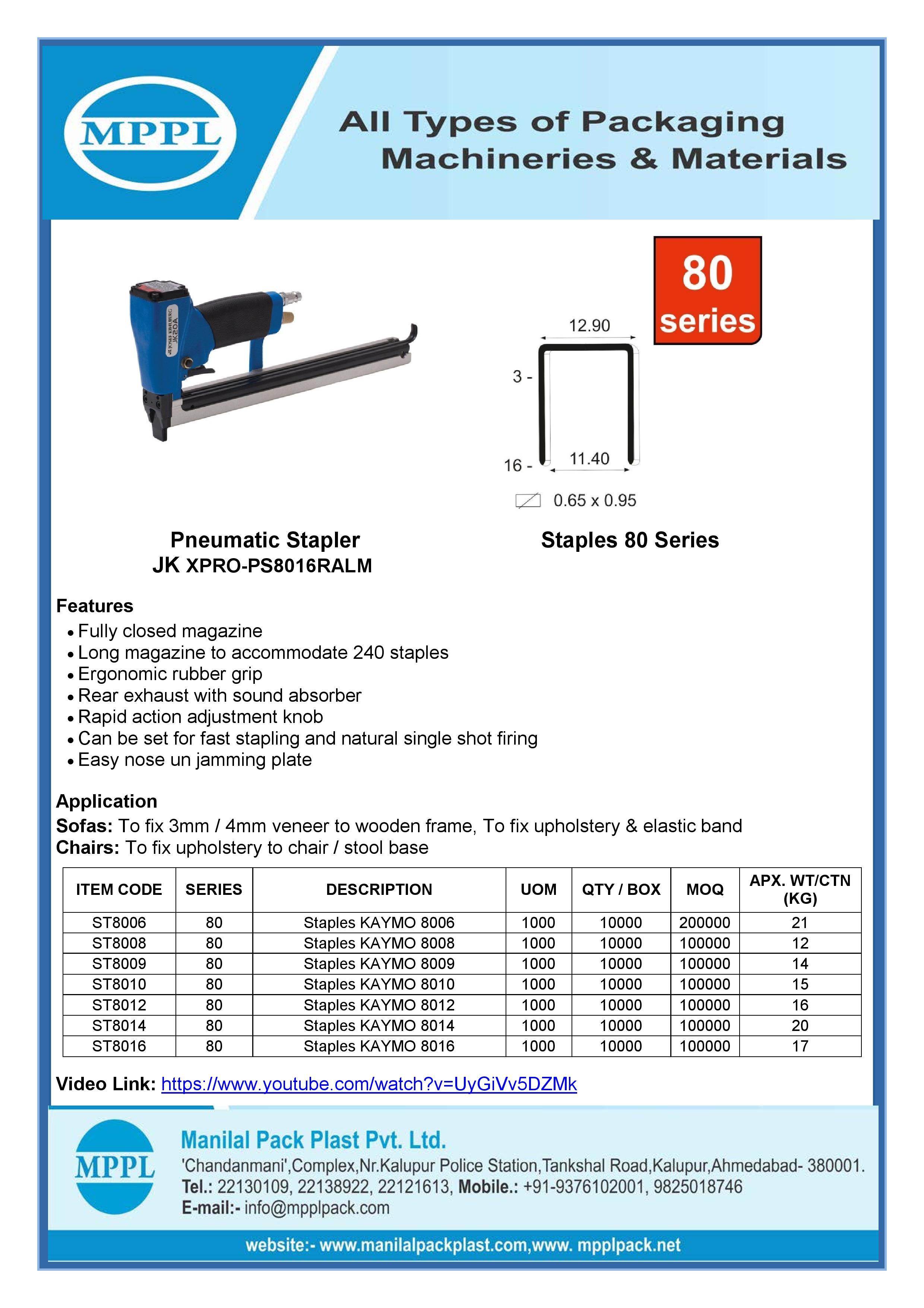 Pneumatic Stapler JK XPRO-PS8016RALM