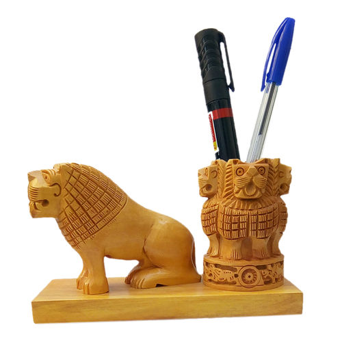 Brown Wooden Pen Holder