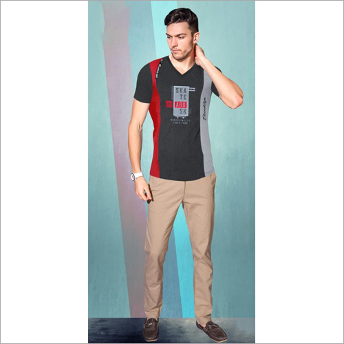 Mens Regular Fit V Neck T-Shirt - Breathable Cotton Blend , Color Fade Resistant, Tear Resistant, Lightweight, Short Sleeves, Available in Multiple Sizes