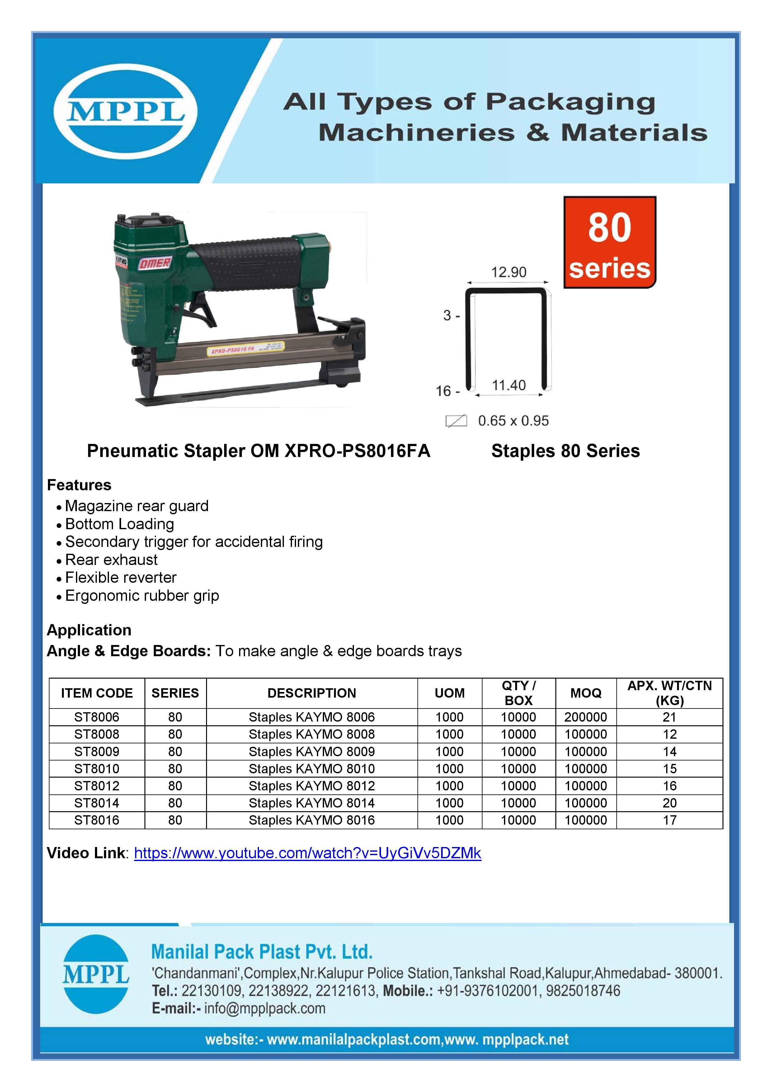 Pneumatic Stapler OM XPRO-PS8016FA