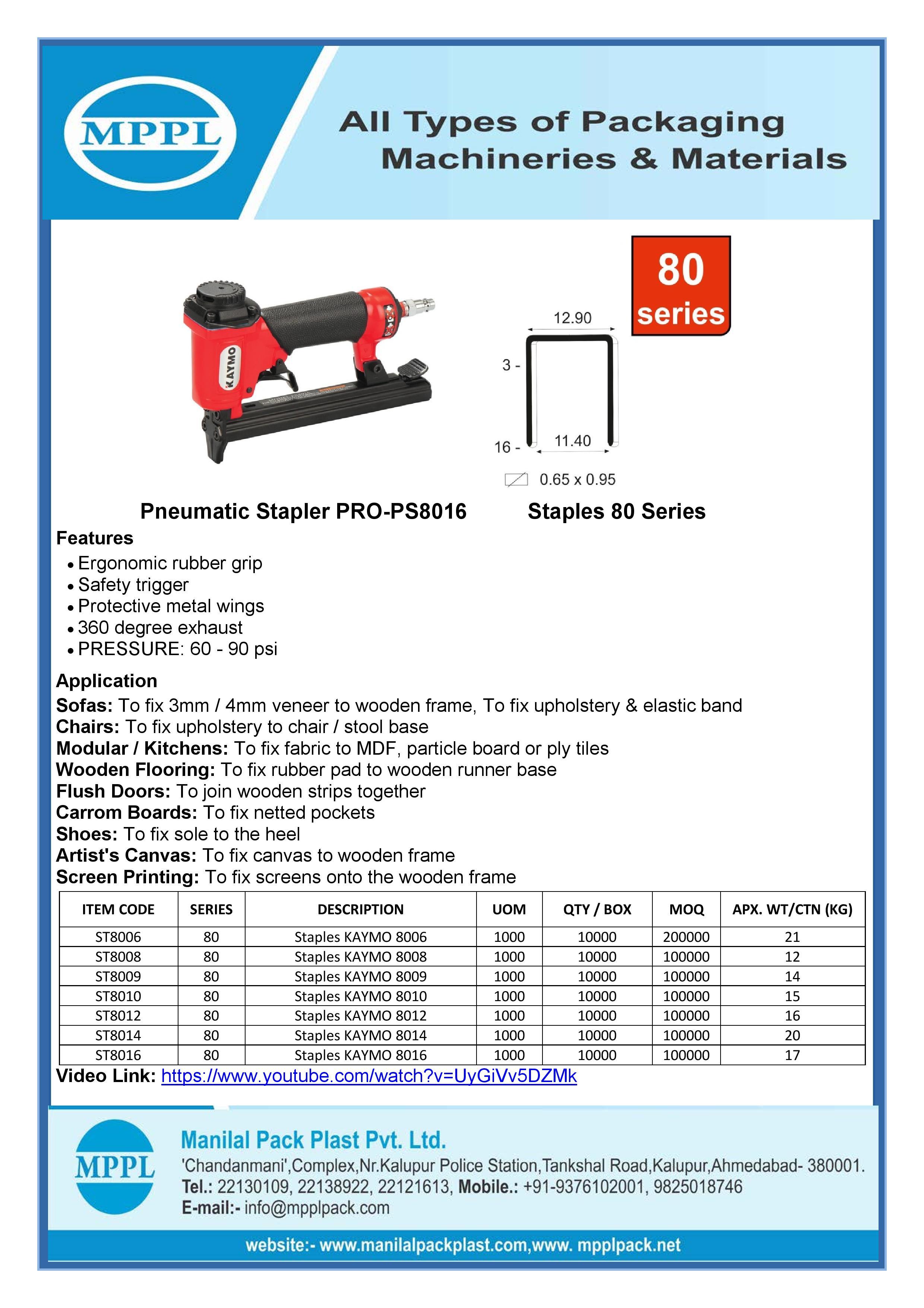 Pneumatic Stapler PRO-PS8016