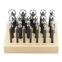 24 Dapping Punch Set - High-quality Steel, 6.75x4.75x3.75 Inch | 24 Sizes (2.3 To 25 Mm), Heat-treated For Strength, Smooth Surface Finish, Steam Beech Wood Stand