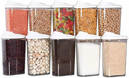 1700 ml Easy Flow Plastic Kitchen Storage Jars & Container Set, Transparent Set of 12
