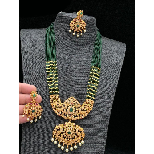 Green Beads Imitation Necklace Set