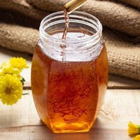 Saffron Honey - 12 Oz Amber Honey Infused With Premium Saffron | Cool, Dry Storage In Elegant Glass Jar, 1 Year Shelf Life