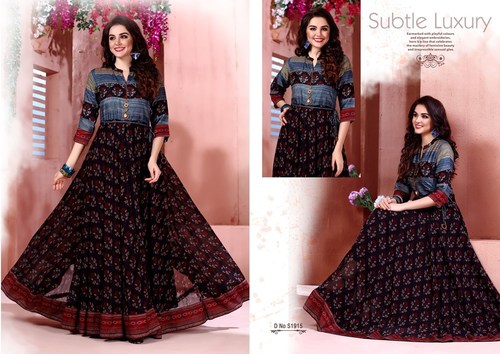 Printed Long Rayon Kurti