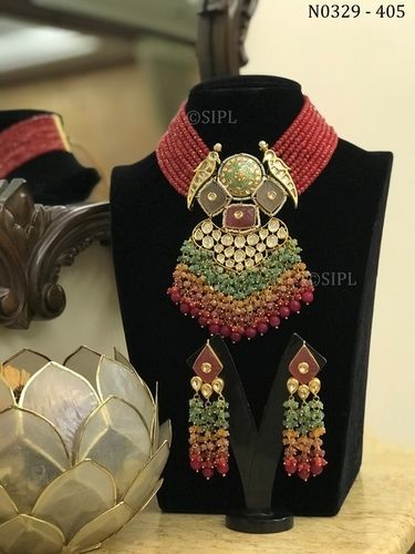 Exclusive Design Uncut Kundan Necklace Set Dangle Earrings