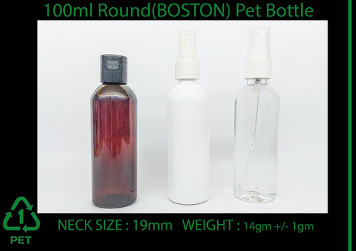 100 ml Round Transparent PET Bottle