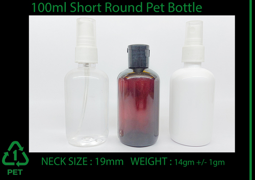 100Ml Short Round Pet Bottle Size: 100 Ml